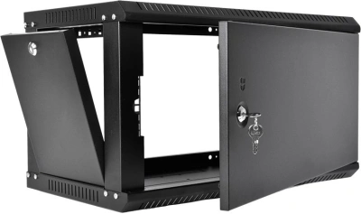 Шкаф коммутационный ЦМО ШРН-Эконом (ШРН-Э-9.500.1-9005) настенный 9U 600x520мм пер.дв.металл 75кг черный 470мм 17.2кг 180град. 480мм IP20 металл