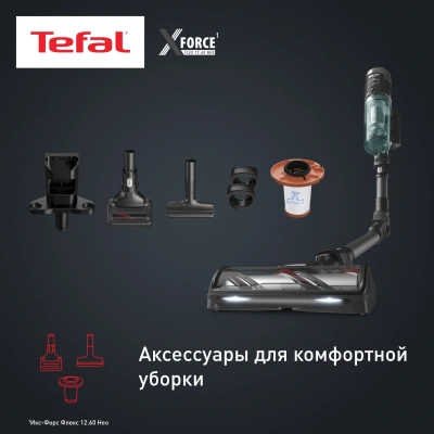 Пылесос Tefal X-Force Flex TY9L42WO 380Вт серый/зеленый