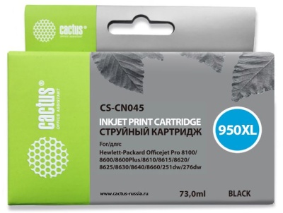 Картридж струйный Cactus CS-CN045 №950XL черный пигментный (73мл) для HP DJ Pro 8100/8600 с чипом