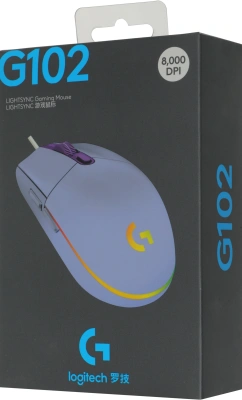 Мышь Logitech G102 LightSync сиреневый оптическая 8000dpi USB 6but (910-005857)