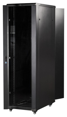 Шкаф коммутационный Lanmaster (TWT-CBB-18U-6X10-G1) напольный 18U 600x1000мм пер.дв.стекл 2 бок.пан. металл 800кг черный 62кг 988мм IP20 металл