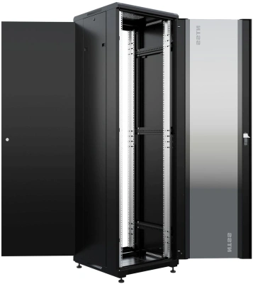 Шкаф коммутационный NTSS Премиум (NTSS-R42U6060GS-BL) напольный 42U 600x600мм пер.дв.стекл металл 900кг черный 510мм 86кг 1987мм IP20 сталь