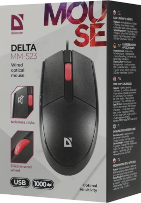Мышь Defender Delta MM-523 черный оптическая 1000dpi USB для ноутбука 2but (52523)