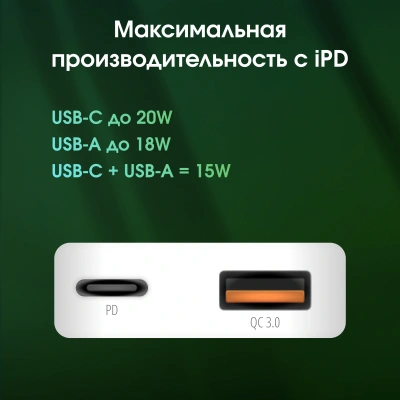 Сетевое зар./устр. Digma Pro DPW2A 20W 3A (PD+QC) USB-C/USB-A универсальное белый (DPW2A2GX11WH)