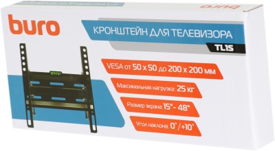 Кронштейн для телевизора Buro TL1S черный 15"-48" макс.25кг настенный наклон