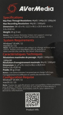 Карта видеозахвата Avermedia Live Gamer Extreme 3 GC551G2 внешний USB 3.1