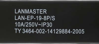 Блок распределения питания Lanmaster LAN-EP19-8P/S гор.размещ. 8xSchuko базовые 10A без вилки