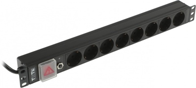 Блок распределения питания Lanmaster TWT-PDU19-16A8P-1.8 гор.размещ. 8xSchuko базовые 16A Schuko 1.8м