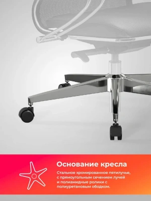 Кресло Метта ErgoLife Comfort черный сиденье черный сет./экокожа с подголов. крестов. сталь хром