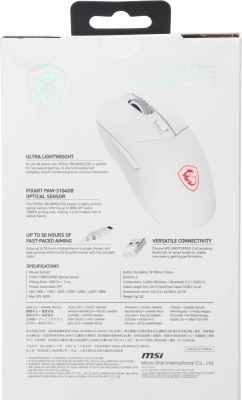 Мышь MSI VERSA 300 W MS-8ZBD белый оптическая 8000dpi беспров. BT/Radio USB 5but (S12-4301440-CLA)