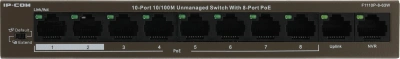 Коммутатор IP-Com F1110P-8-63W (L2) 10x100Мбит/с 8PoE 58W неуправляемый