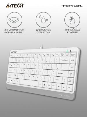 Клавиатура A4Tech FK11 белый USB slim (FK11 USB (WHITE)) кабель 1.5м