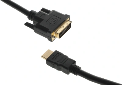 Кабель аудио-видео Buro HDMI (m)/DVI-D (Dual Link) (m) 1.8м. позолоч.конт. черный (BHP RET HDMI_DVI18)