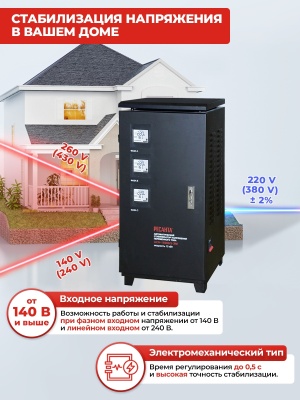 Стабилизатор напряжения Ресанта АСН-15000/3-ЭМ трехфазный черный (63/4/5)