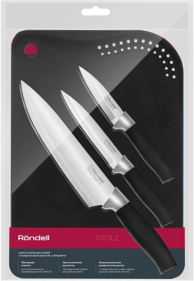 Набор ножей кухон. Rondell Stolz RD-1772 компл.:4предм. разд.дос. черный блистер