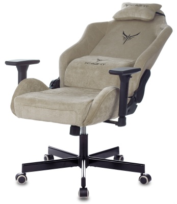 Кресло игровое Knight N1 Fabric бежевый Light-21 с подголов. крестов. металл