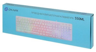 Клавиатура Оклик 550ML белый USB slim Multimedia LED (1061618) кабель 1.5м