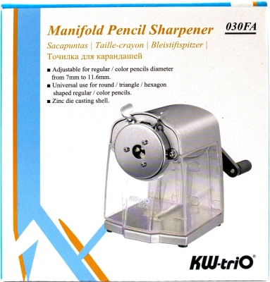 Точилка для карандашей механическая Kw-Trio 30FA Мельница 30FA 1 отверстие металл серебристый