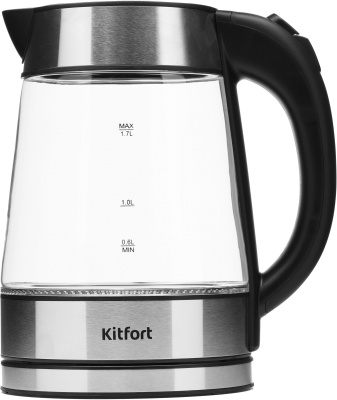 Чайник электрический Kitfort KT-6118 1.7л. 2200Вт серебристый корпус: стекло (КТ-6118)