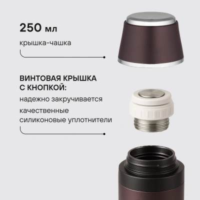 Термос для напитков Rondell Tierno RDS-1657 1.5л. бордовый картонная коробка