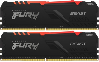 Память DDR4 2x8GB 3200MHz Kingston KF432C16BB2AK2/16 Fury Beast RGB RTL Gaming PC4-25600 CL16 DIMM UDIMM 288-pin 1.35В kit dual rank с радиатором Ret