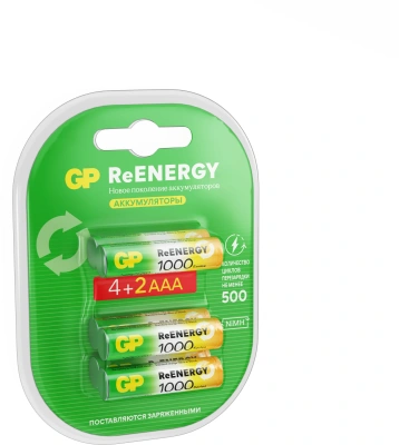 Аккумулятор GP Rechargeable 100AAAHC4/2RGY-2CRCB6 AAA NiMH 930mAh (6шт) блистер