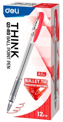 Ручка шариков. Deli Think EQ2-RD прозрачный/красный d=0.7мм красн. черн. (1шт)