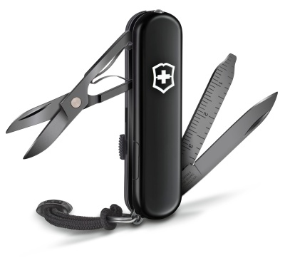 Нож перочинный Victorinox Signature Lite Onyx Black (0.6226.31P) 58мм 8функц. черный подар.коробка в комплекте: шнурок
