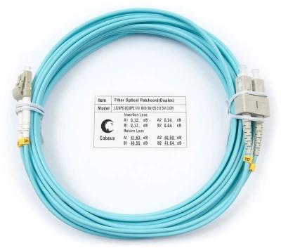 Патч-корд Cabeus FOP-50-LC-SC-5M 2x50/125 OM3 LC дуплекс-SC дуплекс 5м LSZH бирюзовый