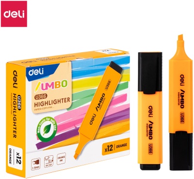 Текстовыделитель Deli EU366-OR Jumbo скошенный пиш. наконечник 1-5мм оранжевый