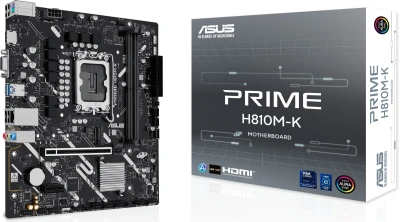 Материнская плата Asus PRIME H810M-K Soc-1851 Intel H810 2xDDR5 mATX AC`97 8ch(7.1) GbLAN RAID+VGA+HDMI