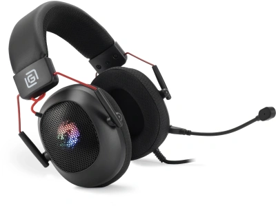 Наушники с микрофоном Оклик HS-L305G черный/красный 2м мониторные оголовье (2060511)