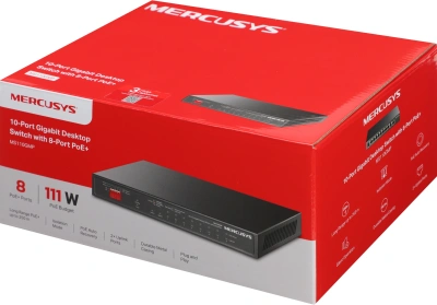 Коммутатор Mercusys MS110GMP (L2) 10x1Гбит/с 8PoE+ 111W неуправляемый