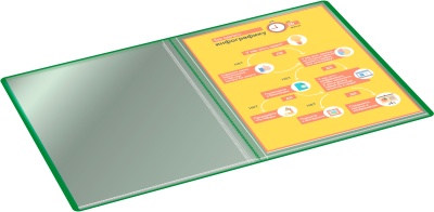 Папка с 20 прозр.вклад. Бюрократ -BPV20GRN A4 пластик 0.6мм торц.карм с бум. встав зеленый