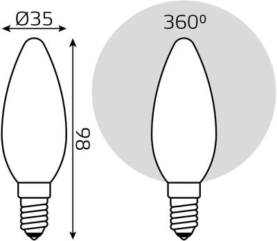 Лампа светодиодная Gauss Filament 103201209 9Вт цок.:E14 свеча 220B св.свеч.бел.нейт. (упак.:10шт)