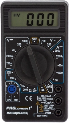 Мультиметр PROconnect M830B DT830B цифровой черный (13-3011)