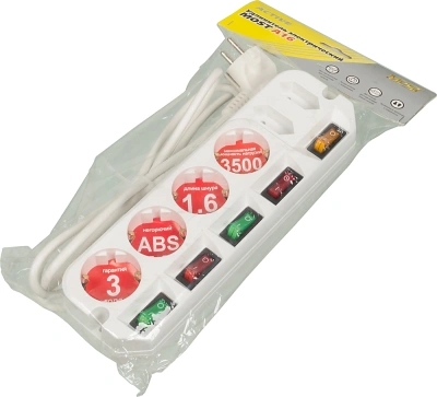 Сетевой удлинитель Most A16 1.6м (6 розеток) белый (коробка)