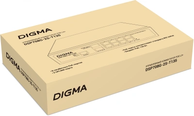 Коммутатор Digma DSP708G-2S-T135 (L2+) 8x1Гбит/с 2SFP 8PoE 8PoE+ 135W управляемый