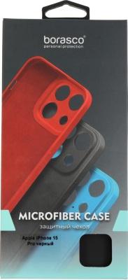 Чехол (клип-кейс) BoraSCO для Apple iPhone 15 Pro Microfiber Case черный (72429)