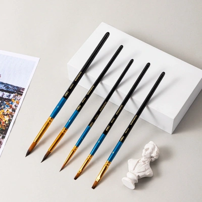 Набор кистей Deli EC406 синтетика (наб.5шт) синт.кругл.№1,3,5/синт.плос.№5,8