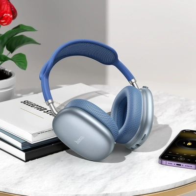 Гарнитура мониторные Hoco W55 1.2м синий беспроводные bluetooth оголовье (32690)