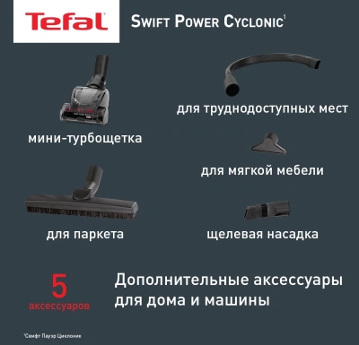Пылесос Tefal TW2971EA 2100Вт синий/черный