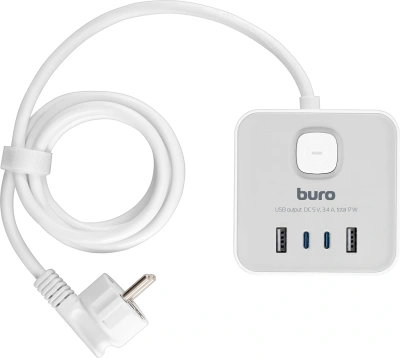 Сетевой удлинитель Buro BU-PTE4.1UC-W 1.5м (4 розетки) белый (коробка)