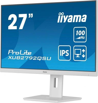 Монитор Iiyama 27" ProLite XUB2792QSU-W6 белый IPS LED 0.4ms 16:9 HDMI M/M матовая HAS Piv 250cd 178гр/178гр 2560x1440 100Hz DP Quad HD 2K (1440p) USB 6.1кг