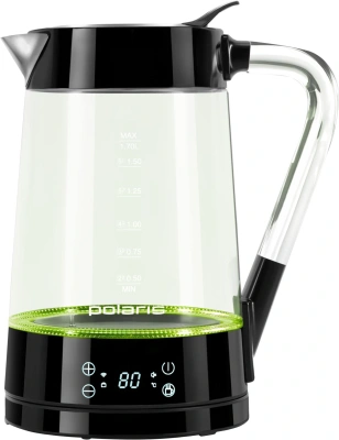 Чайник электрический Polaris PWK 1715CGLD 1.7л. 2200Вт черный корпус: стекло/пластик