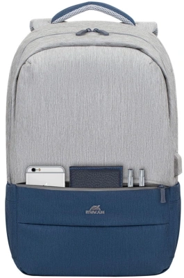 Рюкзак для ноутбука 17.3" Riva 7567 серый/темно-синий полиэстер (7567 GREY/DARK BLUE)