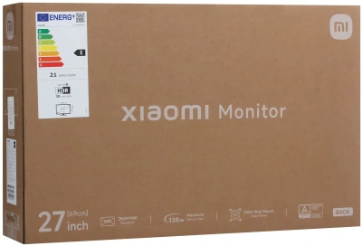 Монитор Xiaomi 27" A27Qi 2026 черный IPS LED 6ms 16:9 HDMI матовая 1300:1 300cd 178гр/178гр 2560x1440 120Hz DP 2K 3.9кг