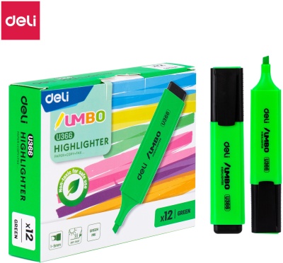 Текстовыделитель Deli EU366-GN Jumbo скошенный пиш. наконечник 1-5мм зеленый