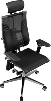 Кресло руководителя эргономичное Метта Yoga Spine Triumph B2 (Черный CC.50.15.13A) Infinity Easy Clean экокожа/сетка с подголов. крестов. алюминий хром