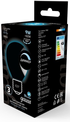 Лампа светодиодная Gauss Filament 105202209-D 9Вт цок.:E27 шар 220B св.свеч.бел.нейт. (упак.:10шт)